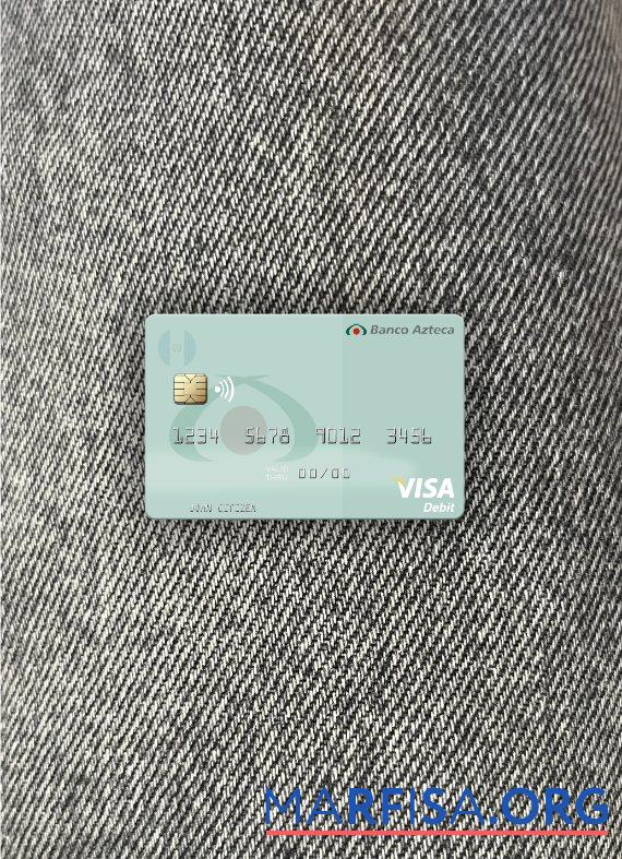 Realistic Salvador Banco Azteca visa debit card photolook front example